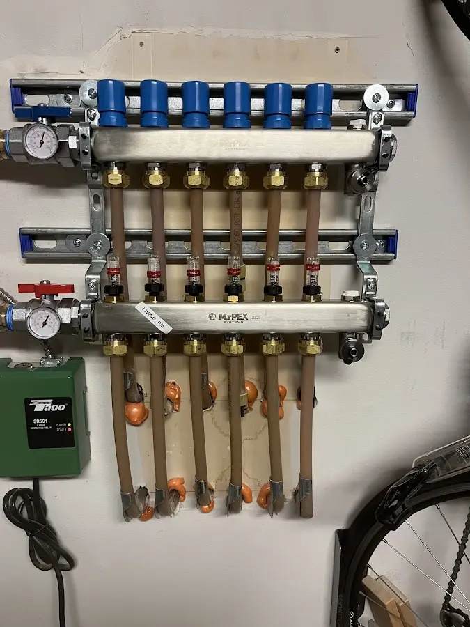 Plumber performing Gas Line Installation at a residential property in Sturgeon Bay